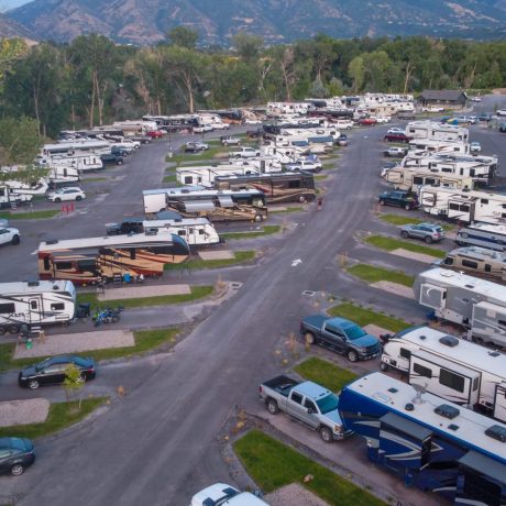 Breathtaking panoramic views of the surrounding mountains, showcasing the natural beauty of Riverside RV Luxury Resort in South Weber, Utah.